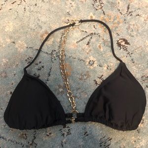 Black bikini top with gold chain